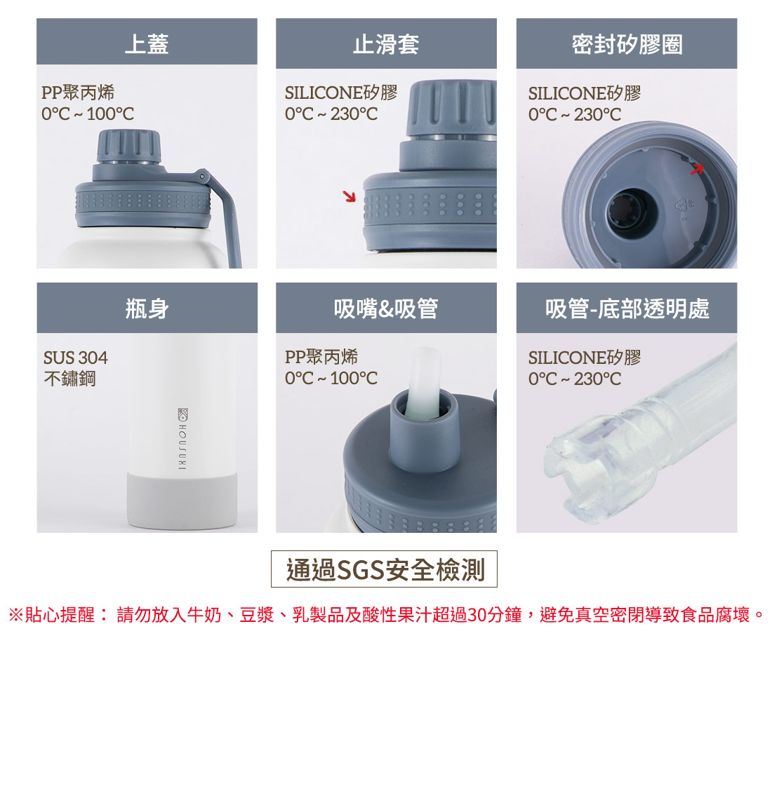 HOUSUXI大容量保冷保溫瓶雙蓋組1200ml